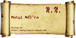 Matyi Nóra névjegykártya